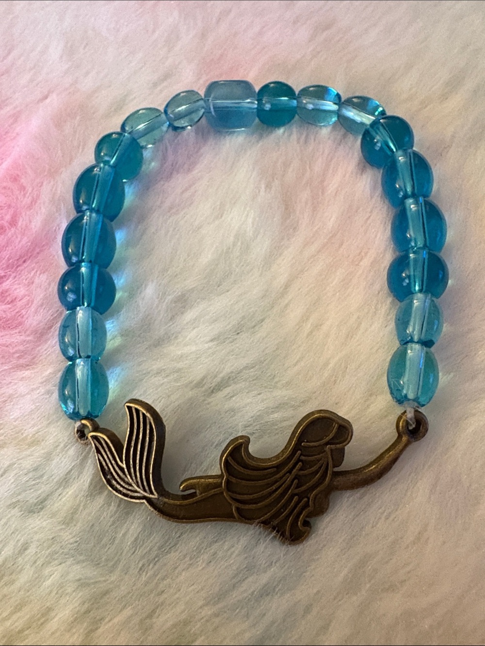 Hand Crafted Blue Glass Bead Mermaid Bracelet
